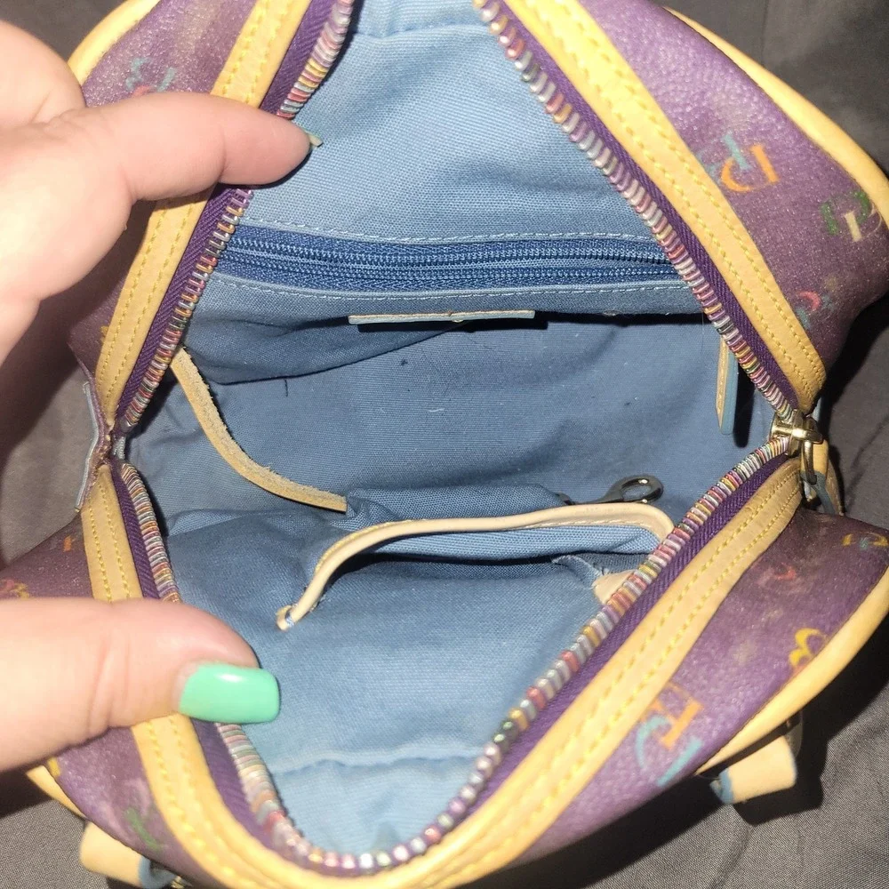 VTG Dooney and Bourke Mini Dome Boston Purple w/ Multicolored Zipper Y2K Bowling